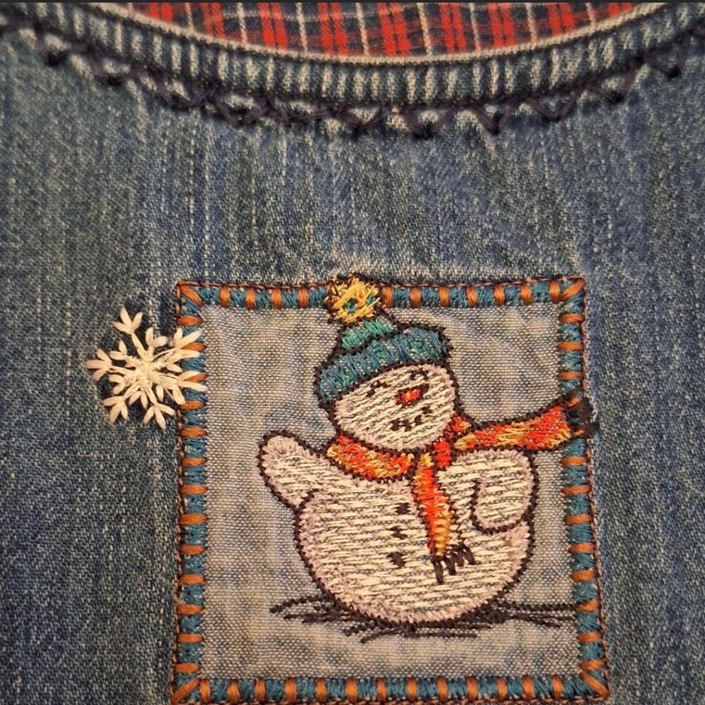 Holiday vintage denim maxi dress by Bobbie Brooks size large - Picture 3 of 7
